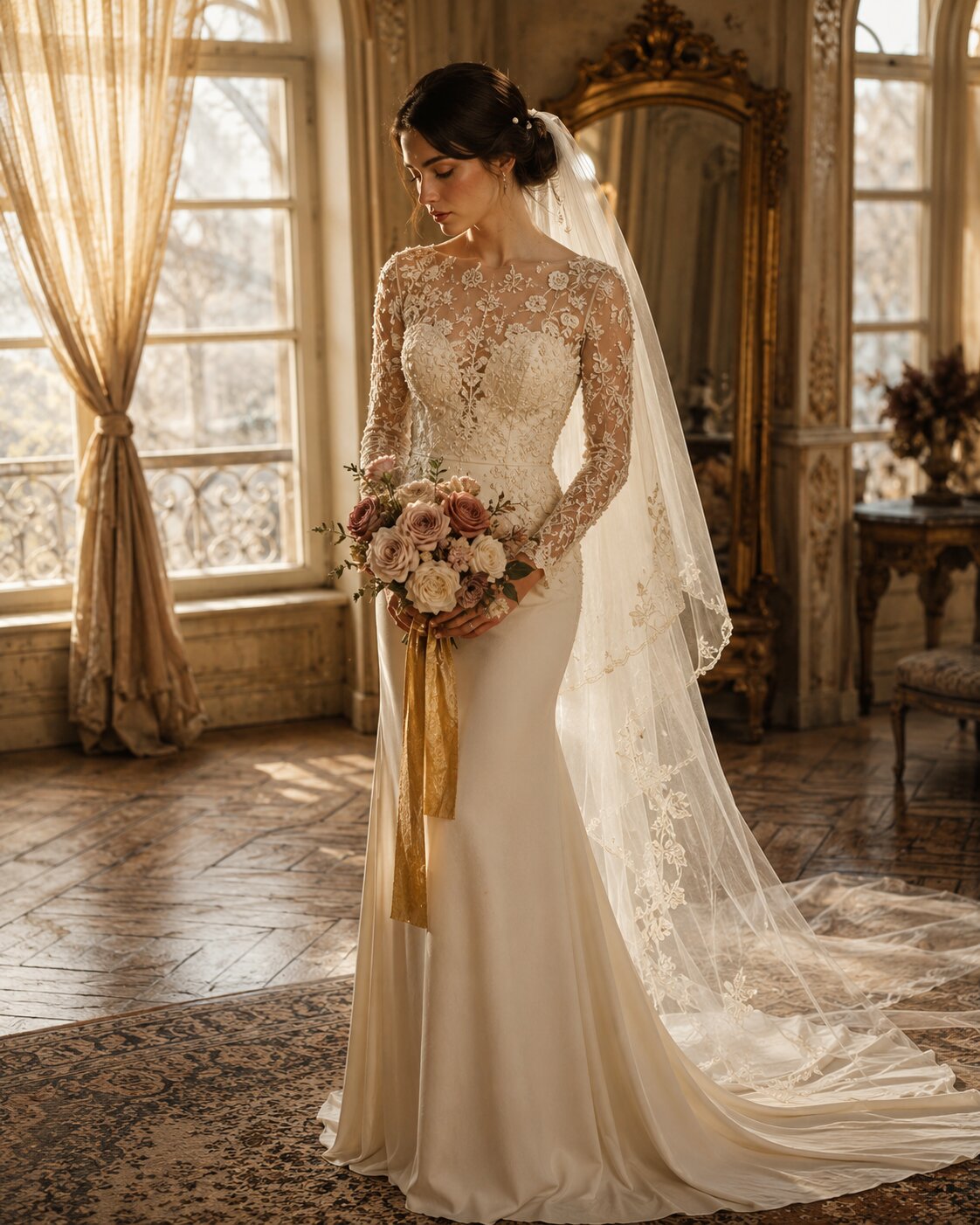 Beatrice -- a Chantilly lace mermaid couture wedding gown